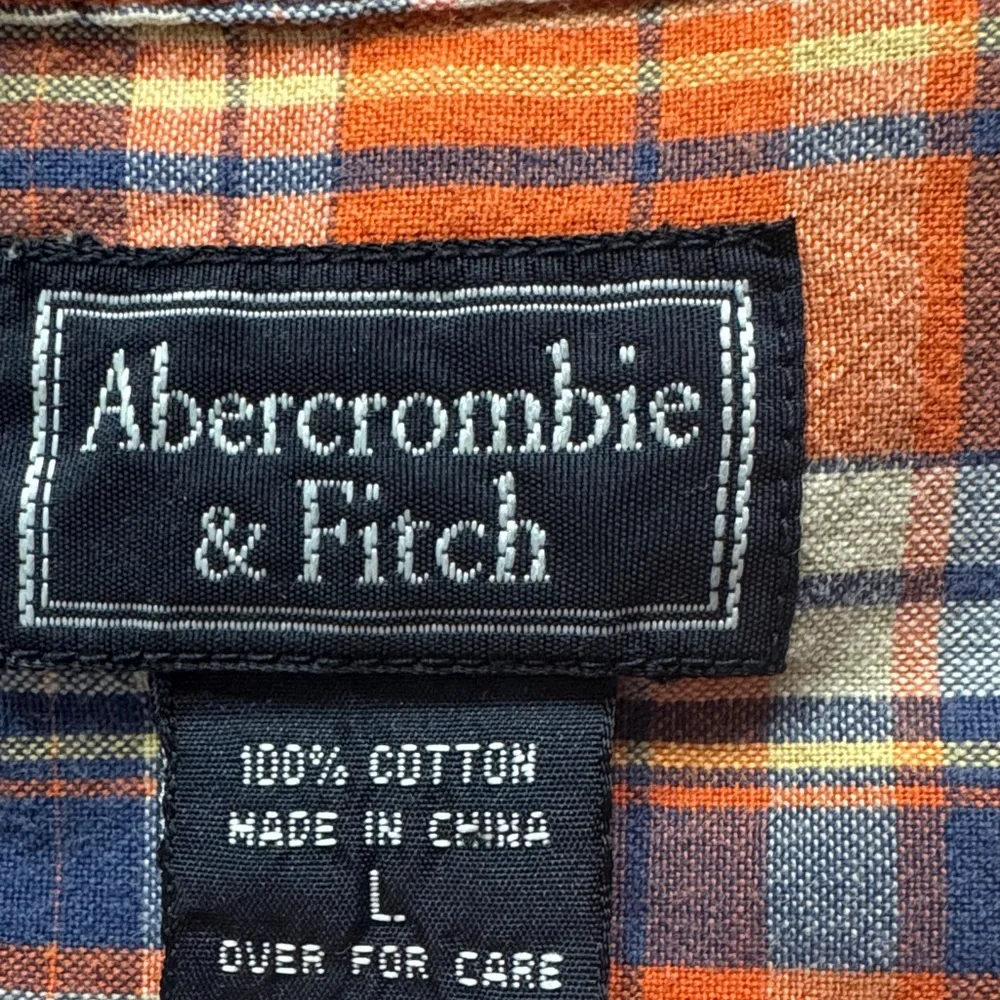 Abercrombie & Fitch Boys Orange Plaid Short Sleeve Button Down Shirt Size L 3/30